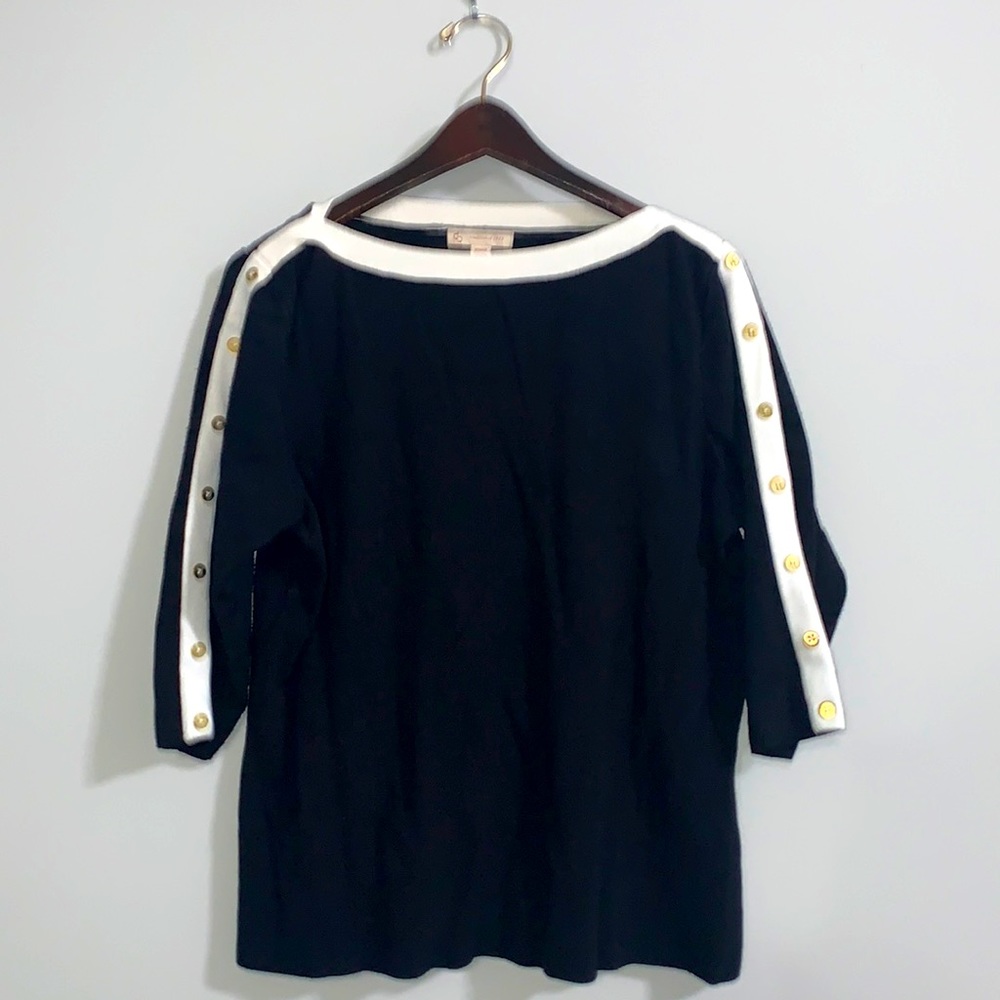 Dress Barn Sweater. Size 1X. Black with White trim.